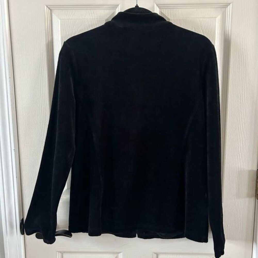 Zenergy by Chico’s Black Velvety Rhinestone Full Zip Jacket, Sz 1 - Picture 10 of 15
